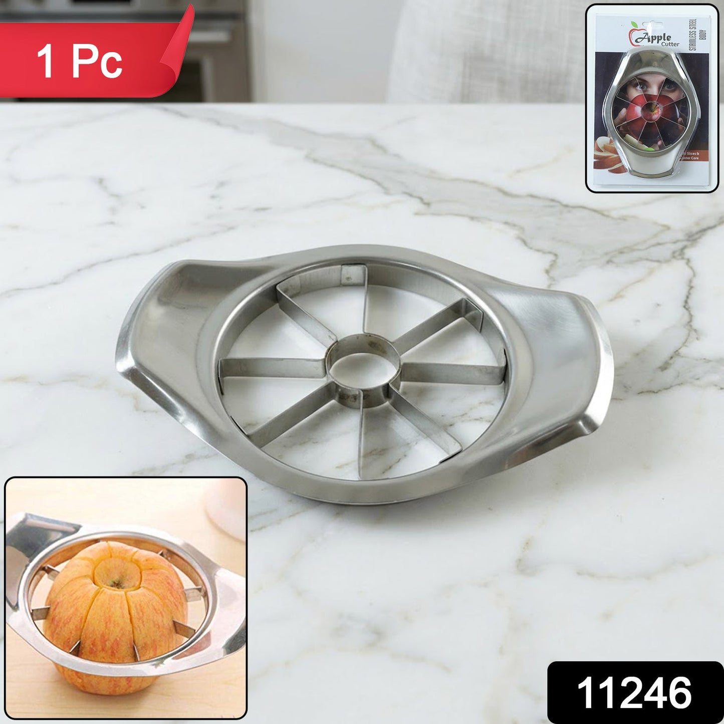 Heavy Duty Stainless Steel Apple Cutter & Slicer (1 Pc)