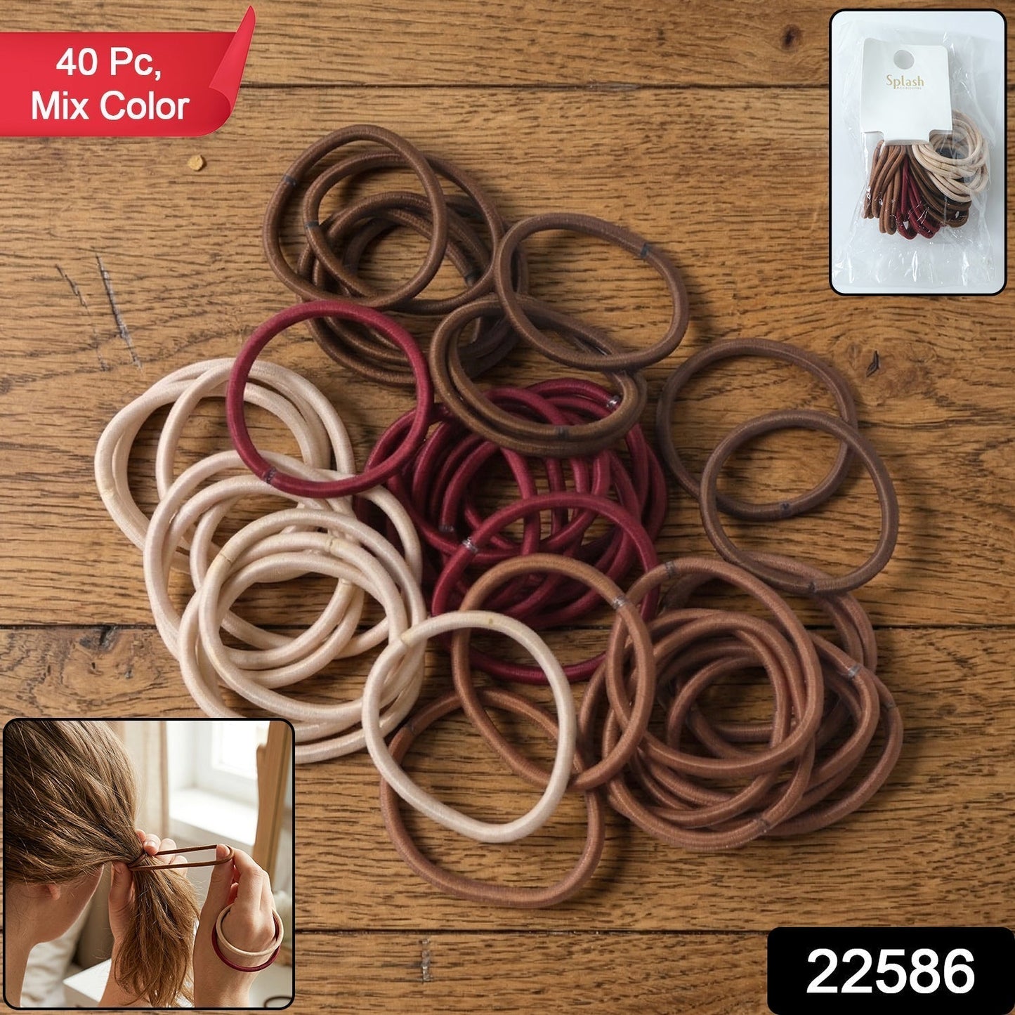 Soft Elastic Hair Bands for Women & Girls 40 Pc Mix Color