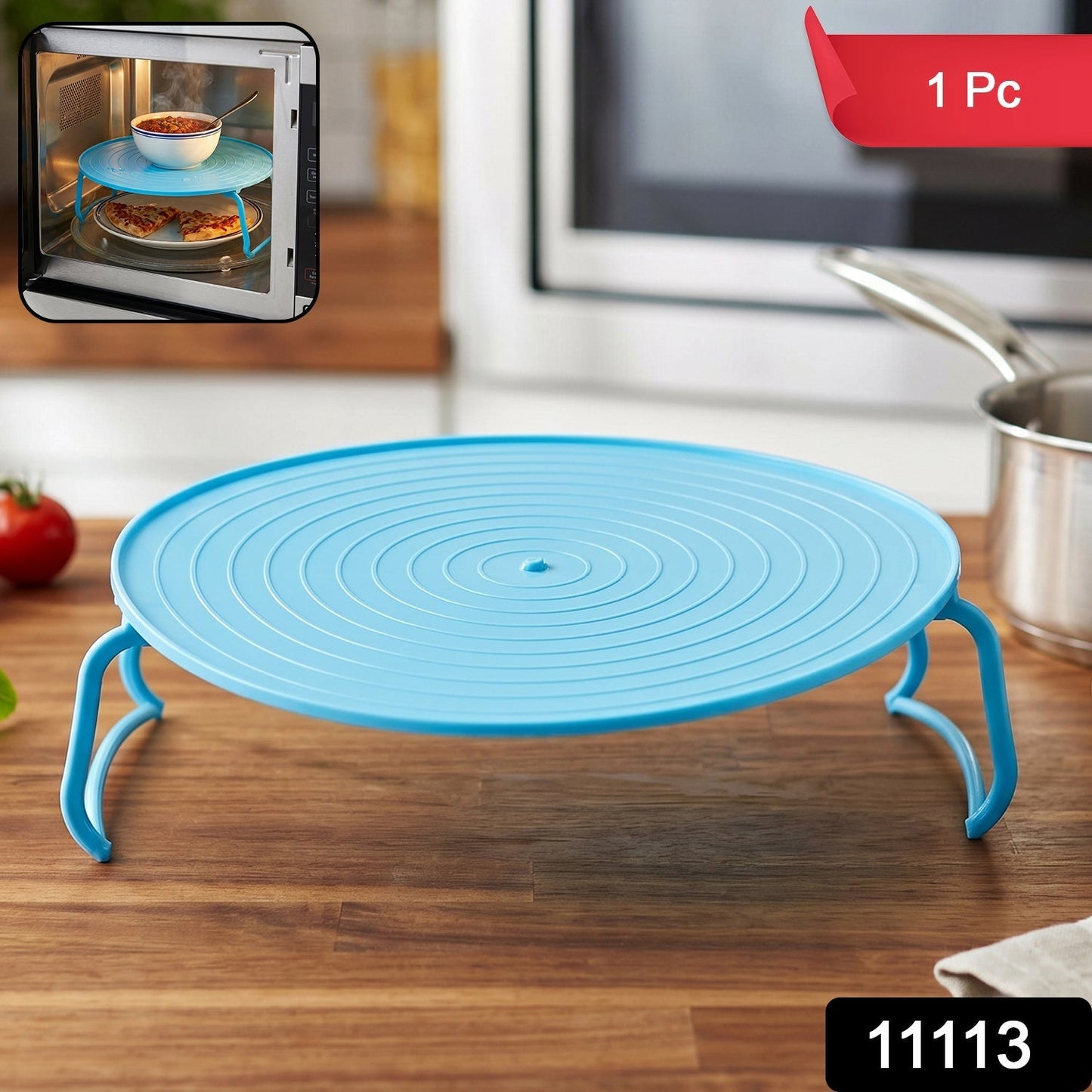Decorative Non-Slip Plastic Serving Tray with Stand (1 Pc)