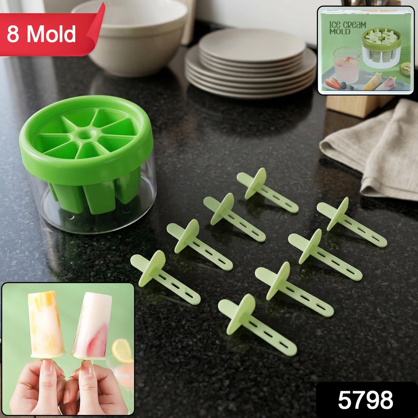 Plastic Ice Candy Maker 8 Mold Set