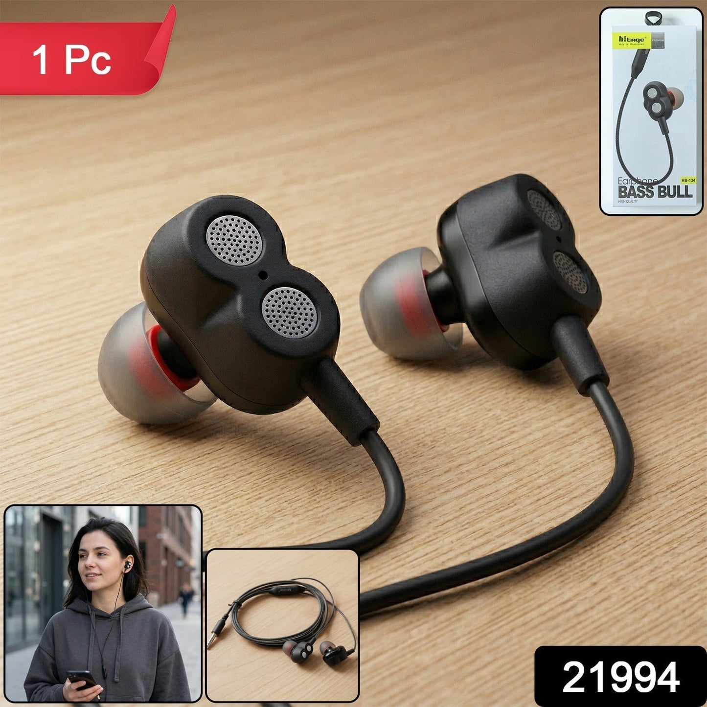 High Bass Stereo Sound Wired In Ear Earphones (1 Pc)