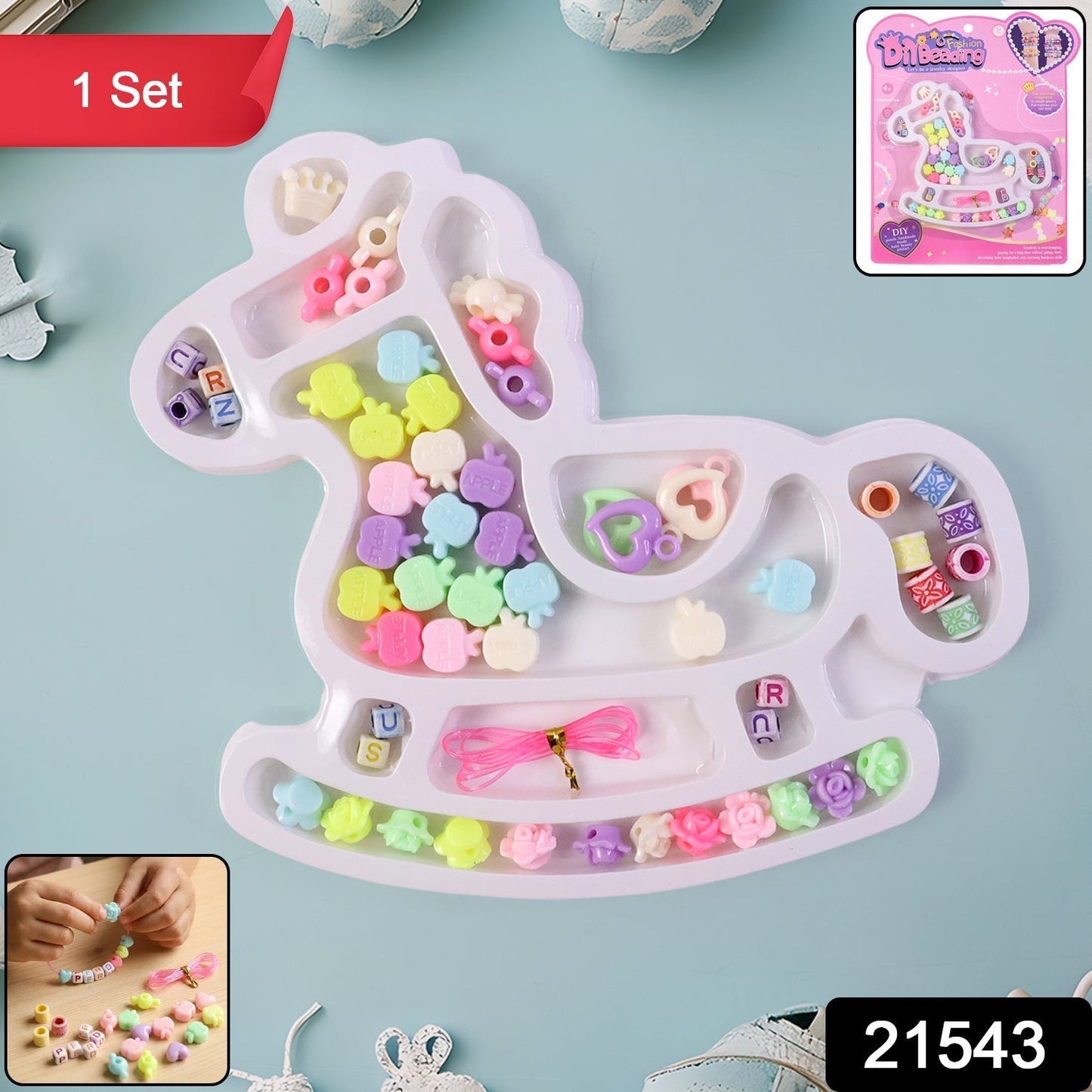 DIY Kids Creative Beads Jewellery Making Kit (1 Set)