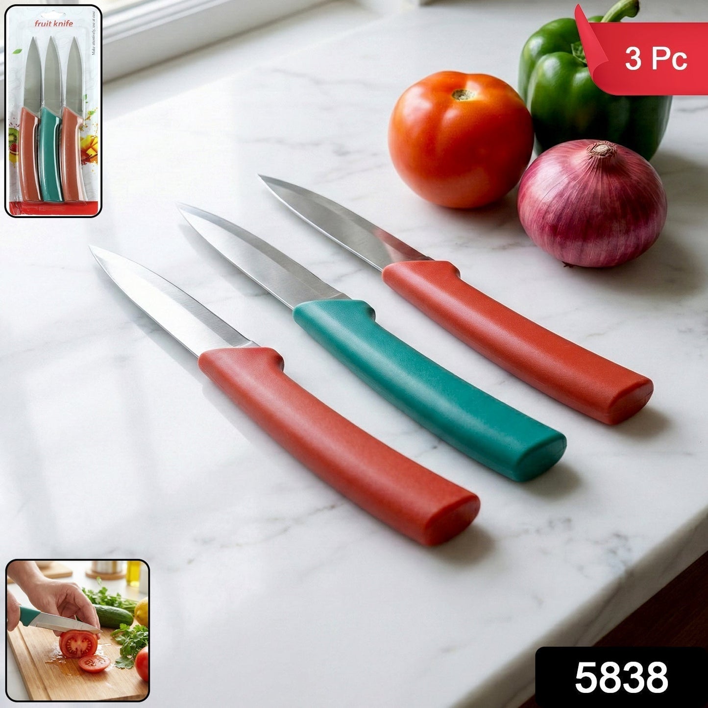 Multipurpose Kitchen Fruit & Vegetable Cutting Knife Set (Pack of 3)