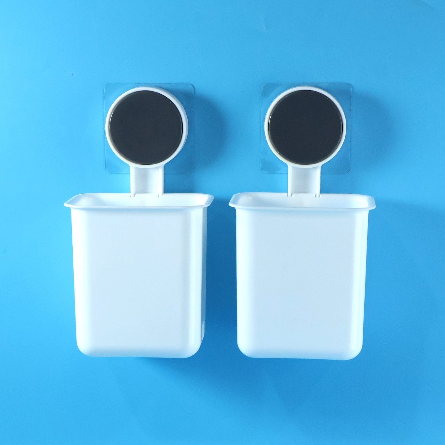 Wall Mounted Plastic Toothbrush Holder with Adhesive Installation (2 Pc)