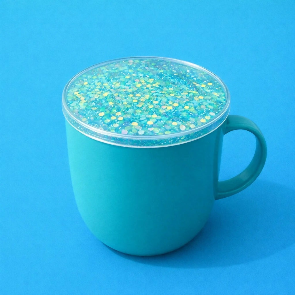 Light Blue Glitter Liquid Coaster Set Decorative Heat Resistant Cup Mat