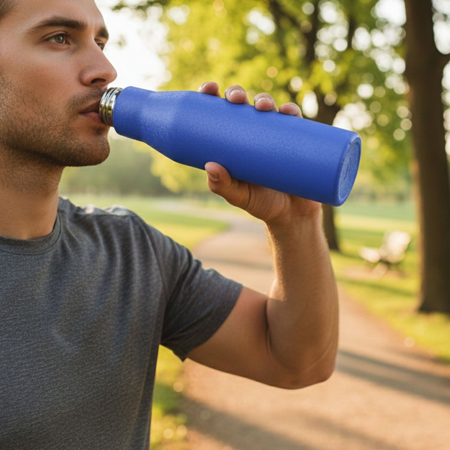 Classic Stainless Steel Water Bottle Blue Color (1000 ML, 1 Piece)
