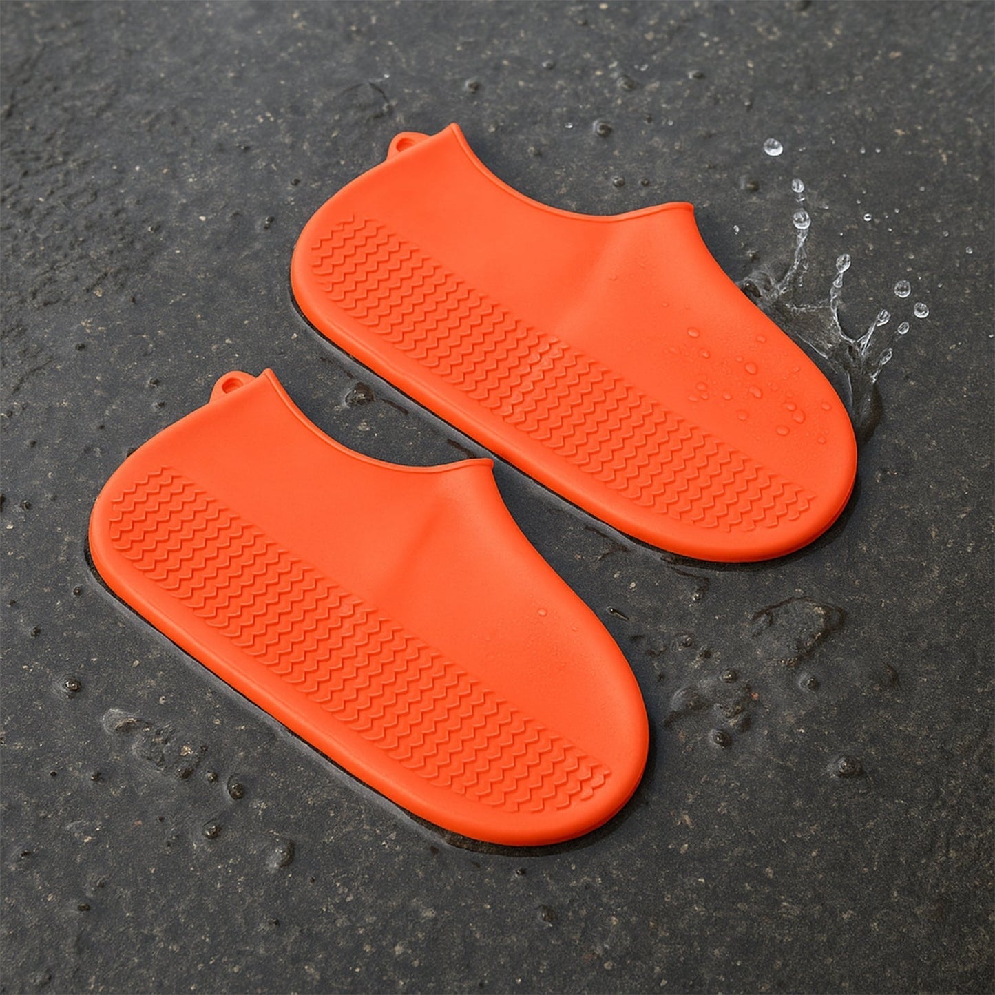 Orange Non-Slip Silicone Rain Reusable Anti skid Waterproof Fordable Boot Shoe Cover (1 Pair)