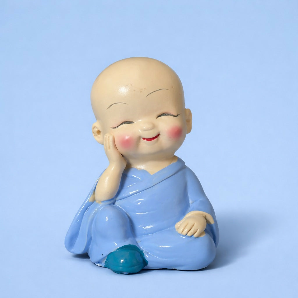 Smiling Monk Showpiece Cute Baby Buddha Desk Decor Figurine