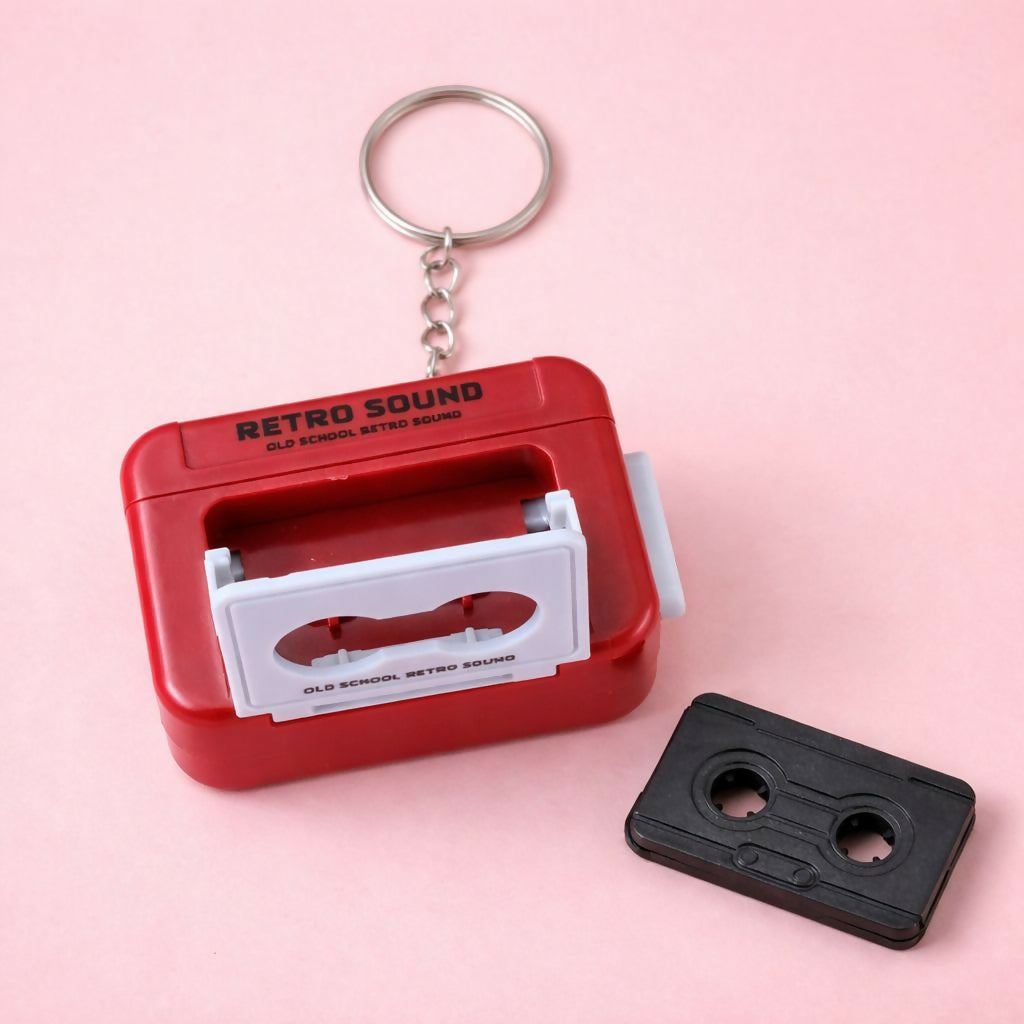 Retro Cassette Tape Sound Keychain Toy with Click Button