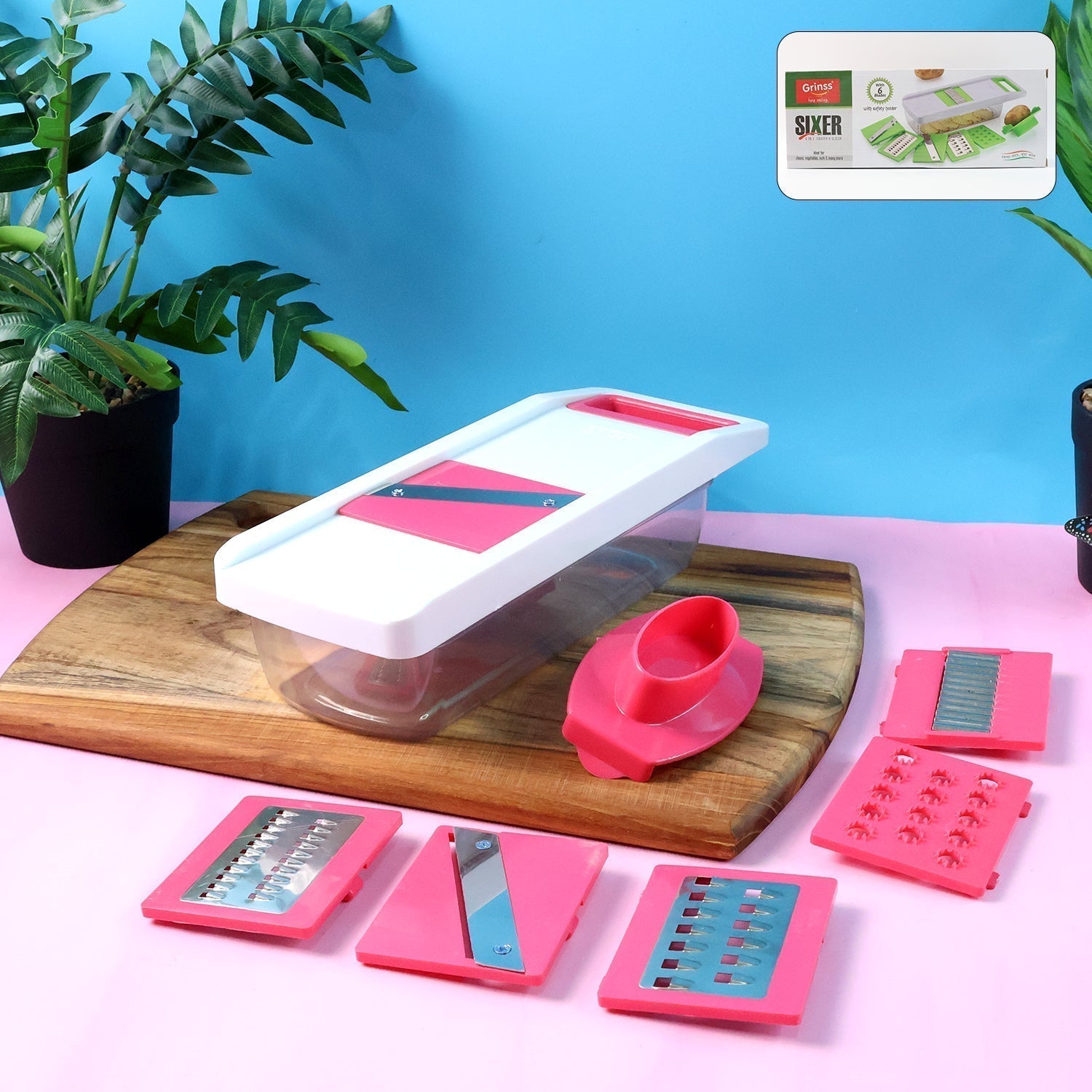 6-in-1 Vegetable Slicer, Grater & Chopper - (Set)
