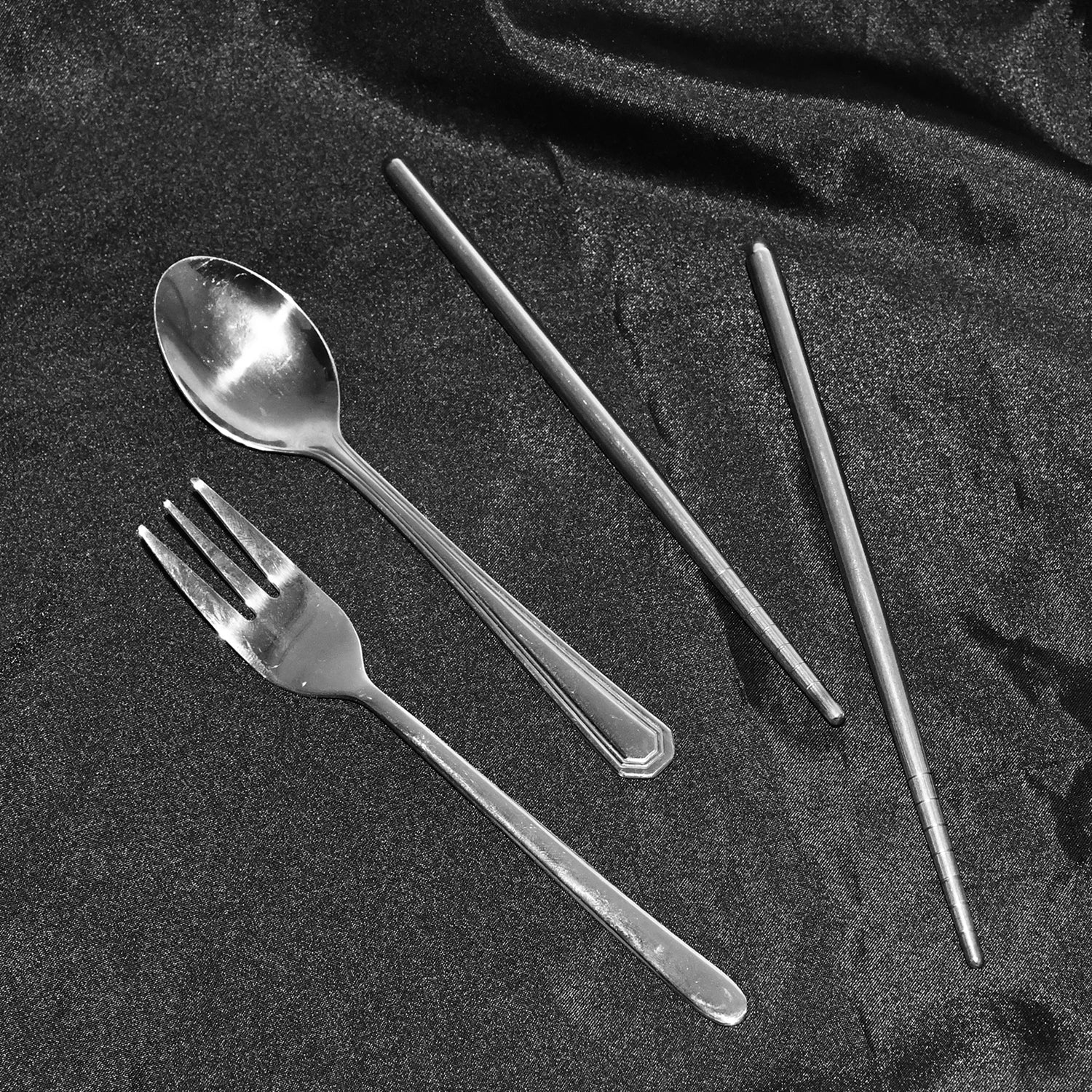 Stainless Steel Cutlery Spoon, Fork & Pair of Chopstick Set