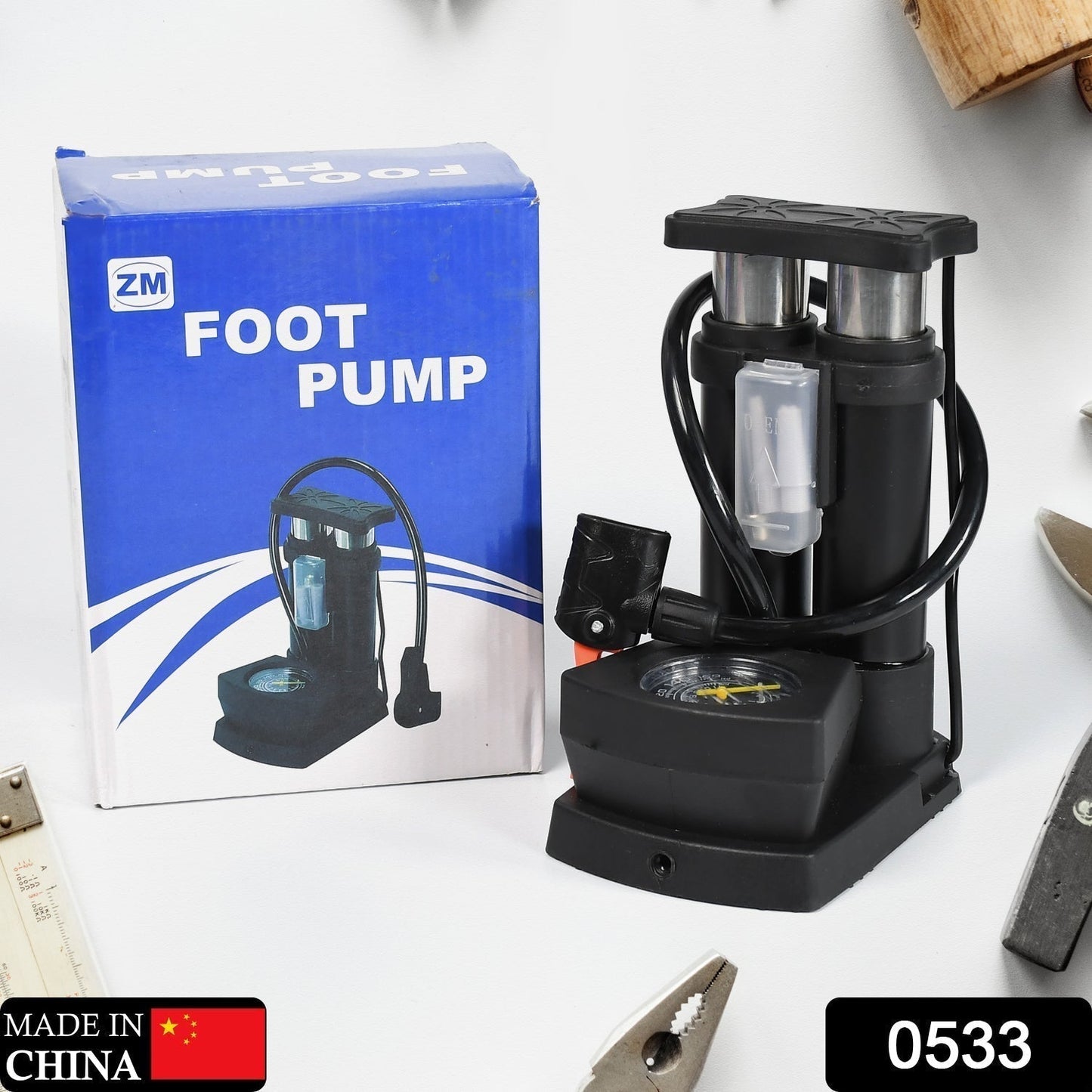 Portable Mini Bike Pump with Gauge