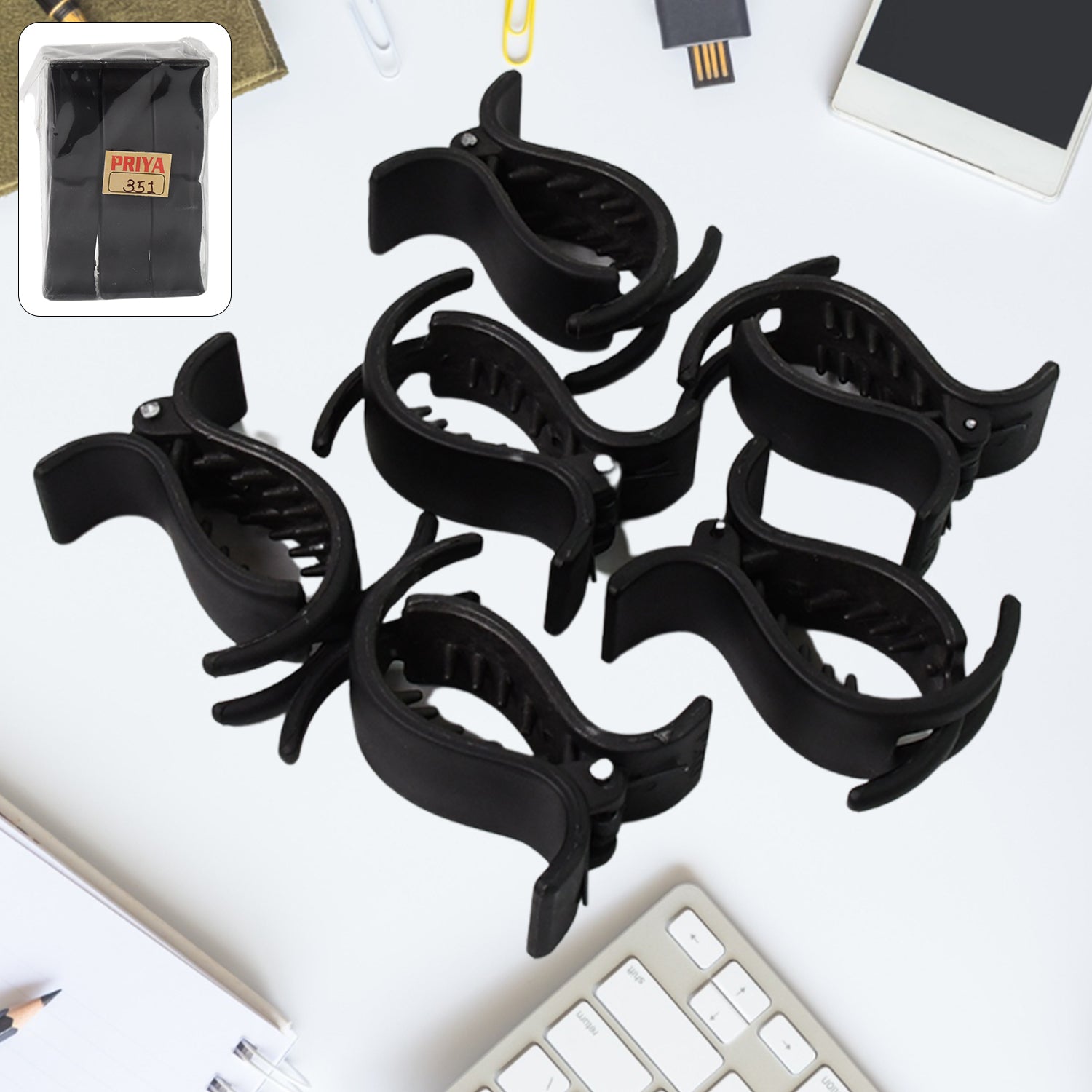 Big Hair Clips for Girls Kids Hair Accessories (6 Pcs Set / Black), Hair accessories