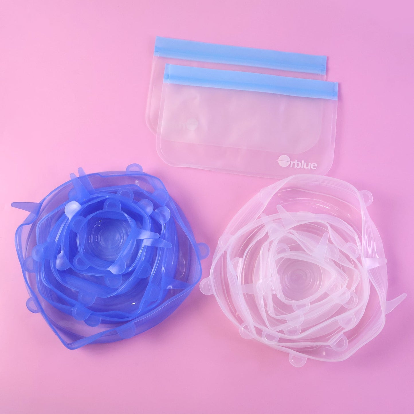 12 Peace Reusable Stretch Lids Set with 2 Storage Pouches â€“ Flexible Food Cover Lids