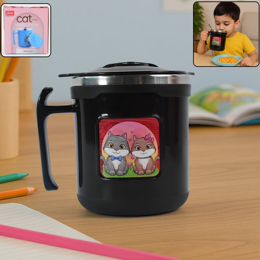1 Pc Apex Cat Mug â€“ 250 ml Stainless Steel Insulated Inner with Cute Cat Print