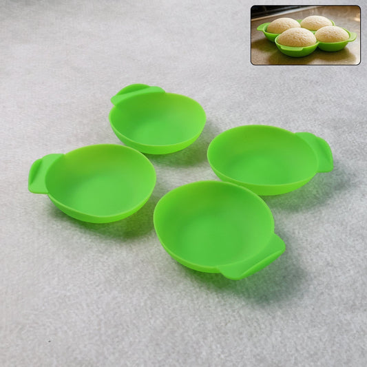 Idli Maker Cups (4 Pcs) â€“ Food-Grade Silicone Non-Stick Idli/ Dhokla/ Egg Poacher Moulds