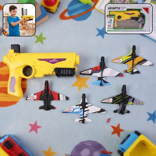 Air Battle Plane Launcher Gun Toy for Kids â€“ Foam Glider Set (1 Set)