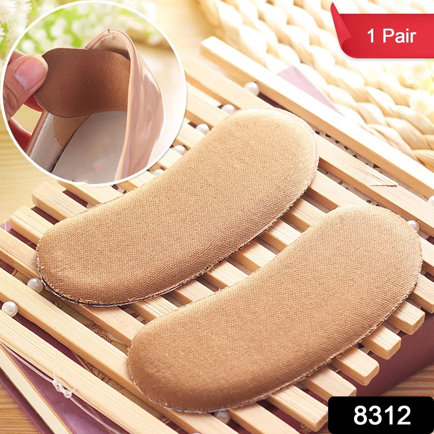 Fabric Sticky Shoe Back Heel Insoles Protector Liner Pads (1 Pair)