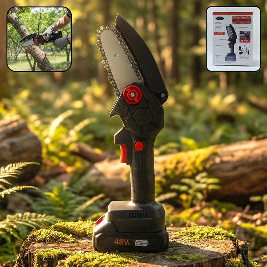 Mini Electric Cordless Chainsaw (1 Set, 48V, Blade size 28 Cm)