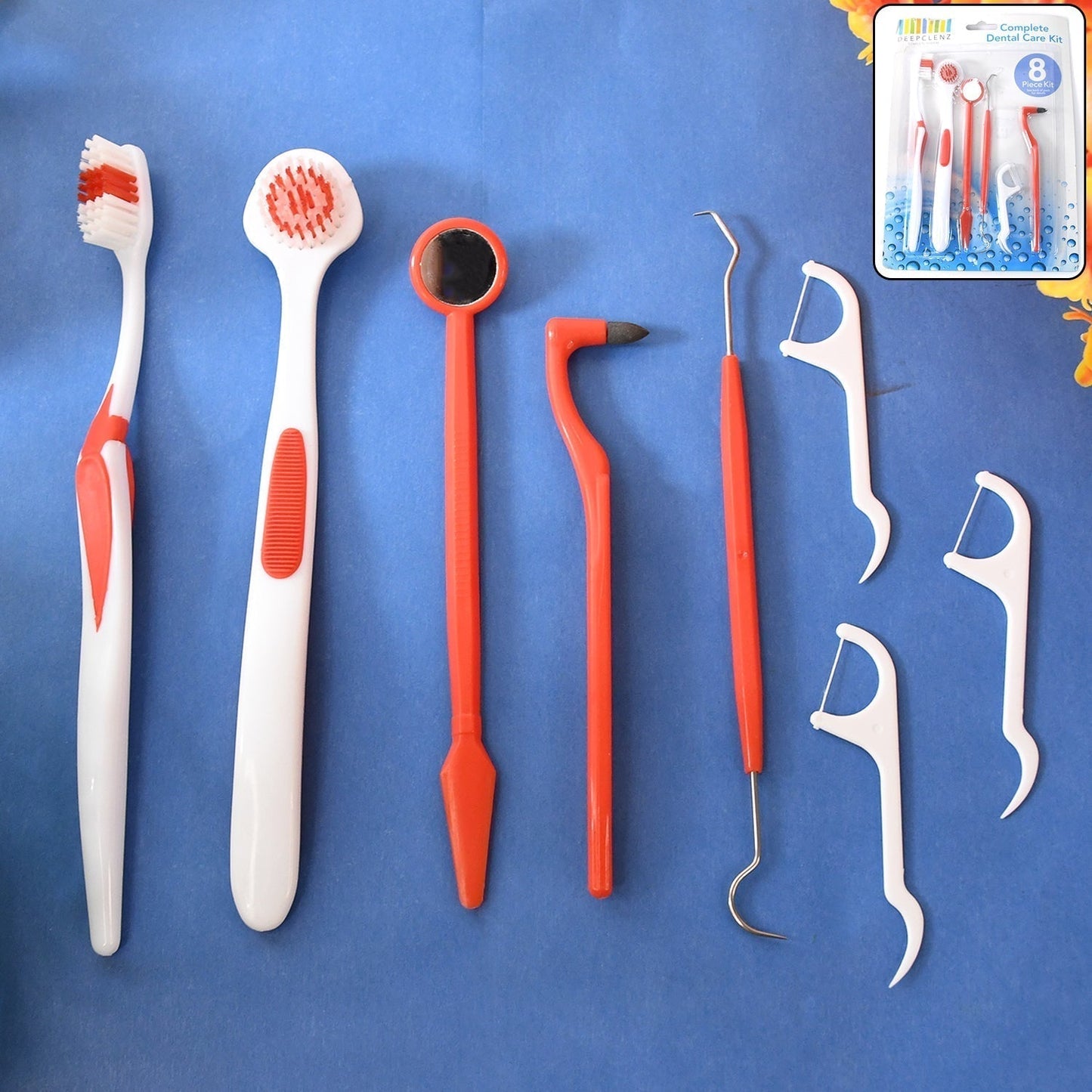 Ergonomically designed anti-slip handles  Durable plastic and stainless steel tools  Helps remove plaque, tartar, and food particles  Ideal for use between dentist visits  Travel-friendly and hygienically packaged