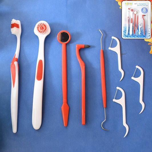 Ergonomically designed anti-slip handles  Durable plastic and stainless steel tools  Helps remove plaque, tartar, and food particles  Ideal for use between dentist visits  Travel-friendly and hygienically packaged