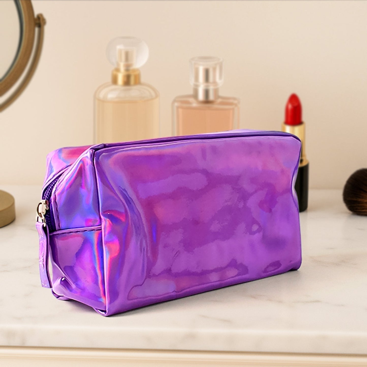 Holographic Shiny Waterproof Travel Cosmetic Pouch (1 Pc)