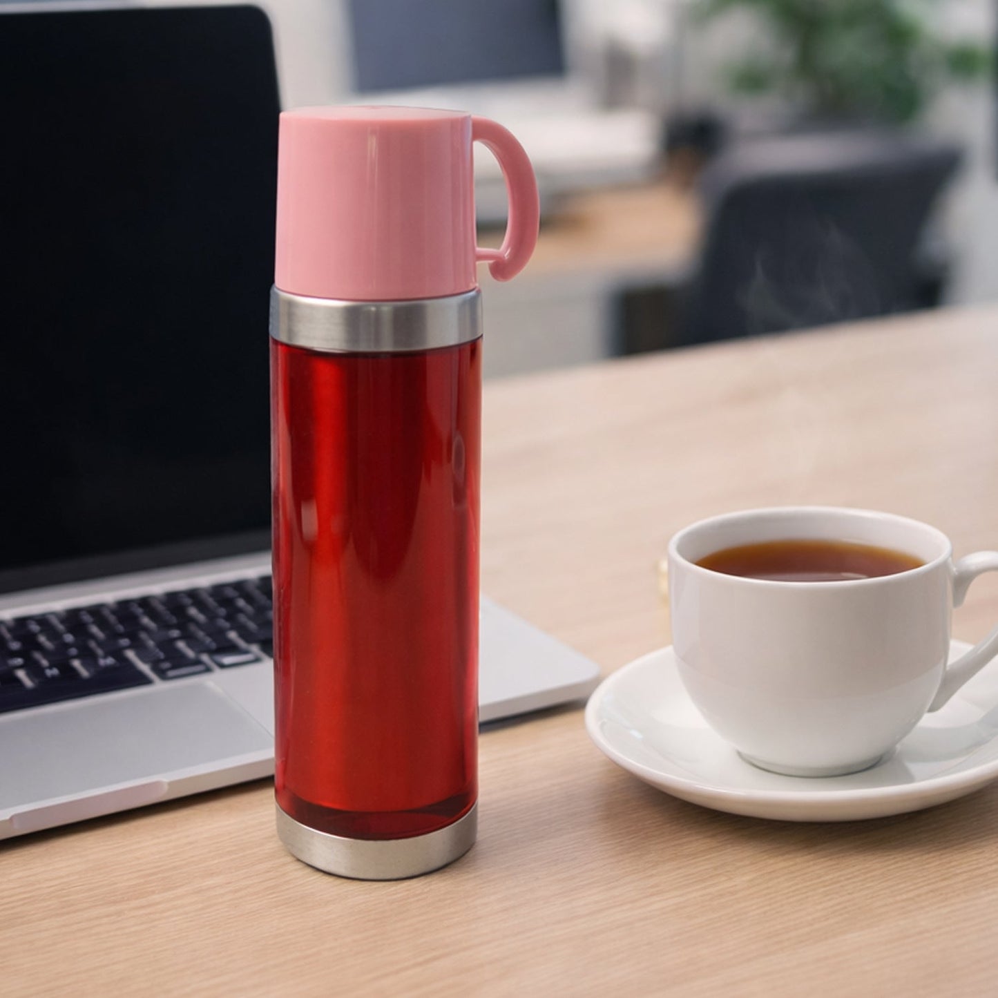Insulated Travel Mug Bottle with Handle Lid (500 ML)