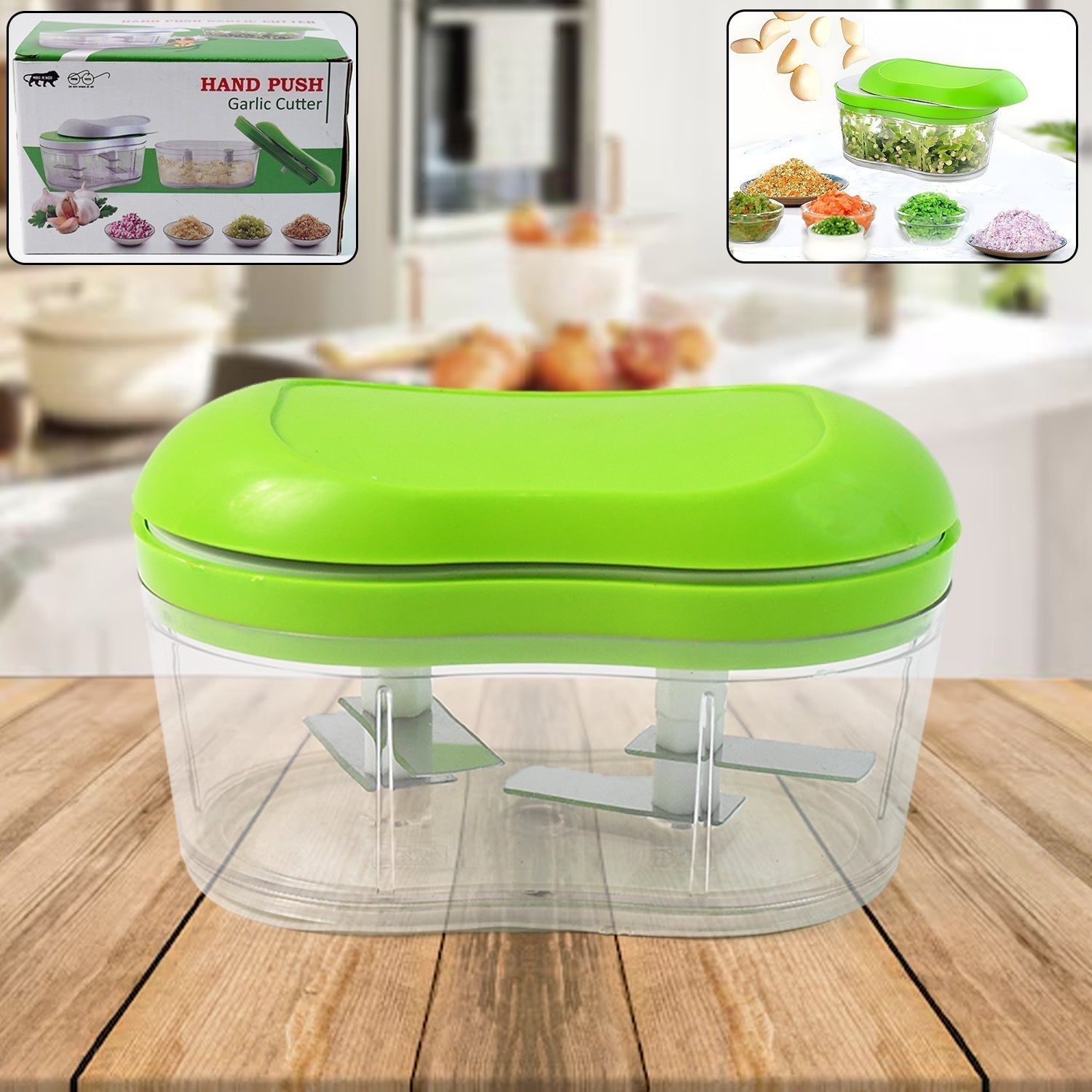 Manual Hand Push Garlic Cutter & Vegetable Chopper (1 pc)