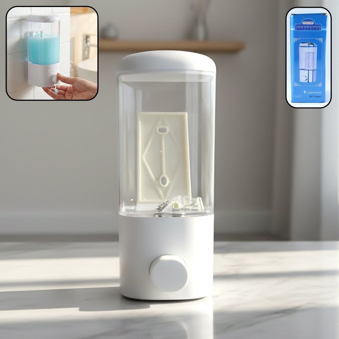 Wall Mount Liquid Soap and Hand Wash Dispenser 500 ML (1 Pc)