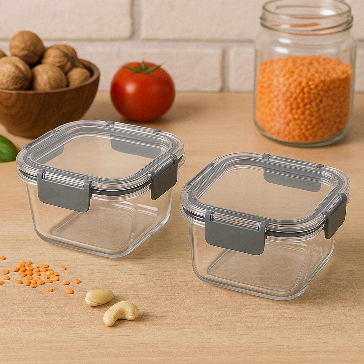 Apex Press Nâ€™ Lock Airtight Food Storage Container Set (2Pc/450ml) Approx
