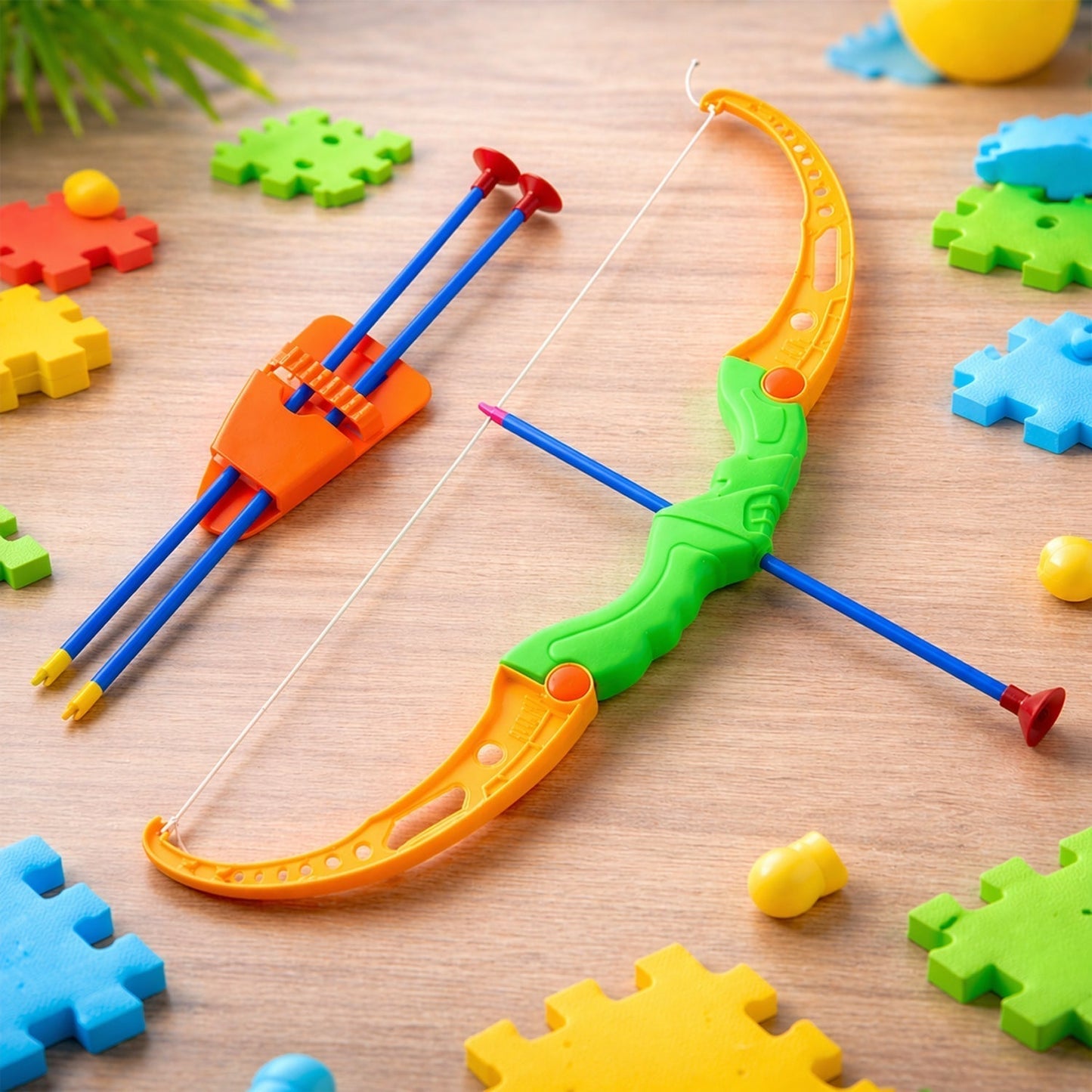 Plastic Archery Bow and Arrow Toy Set with single knife and 3pc Arrow and Target Board,