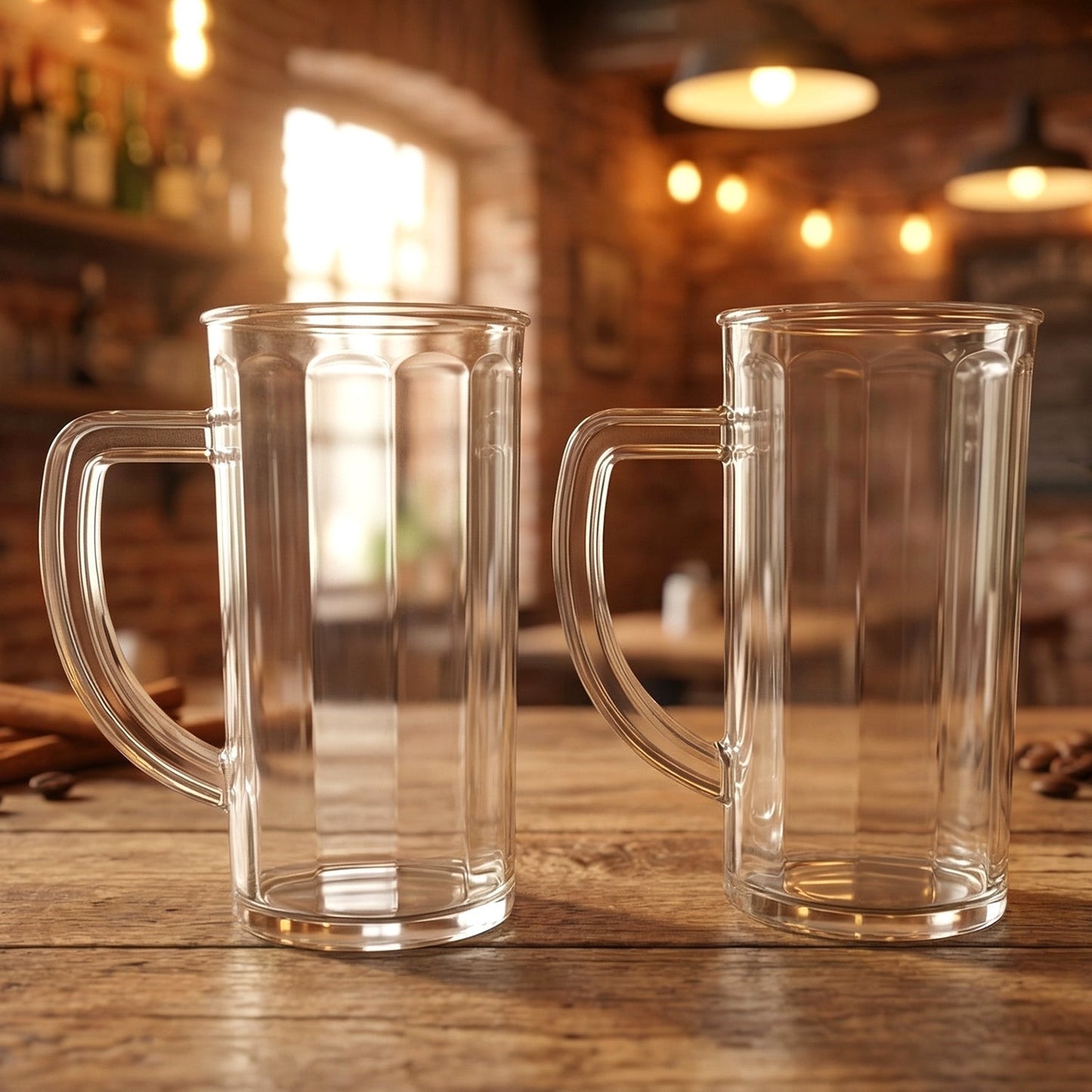 Prexo Plastic Shake Mug Glass with Handle (2 Pc Set, 400 ML Approx)