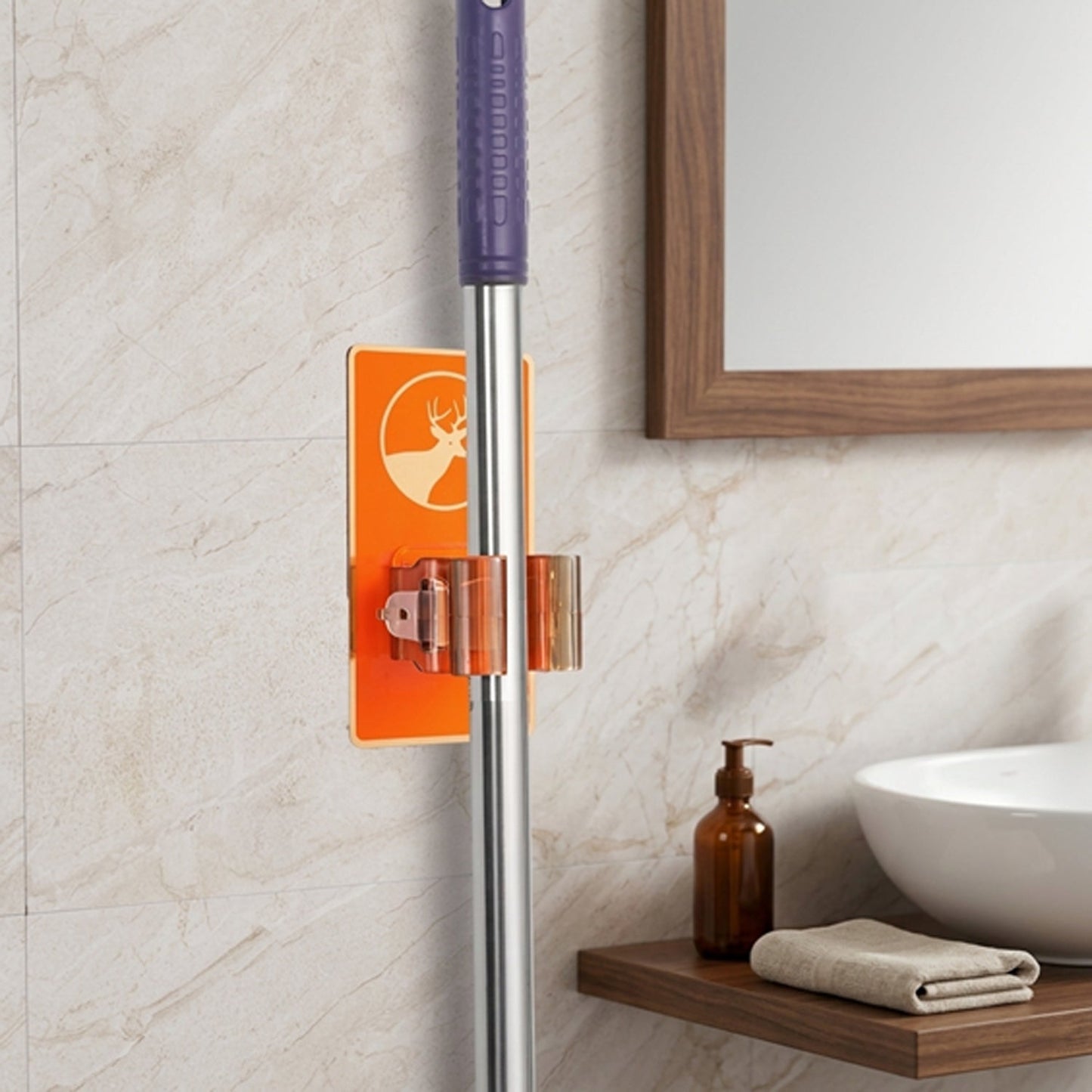 Wall Mounted Mop Holder Clip Bathroom and Kitchen Broom Holder (1 Pc)