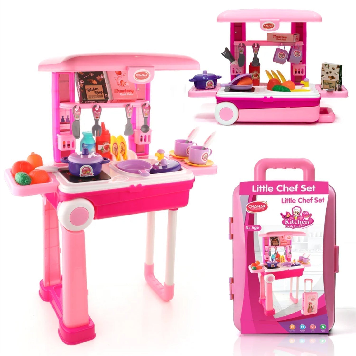 3-in-1 Kitchen Set for Kids with Suitcase â€“ Role Play Cooking Toy for Girls & Boys (3+)