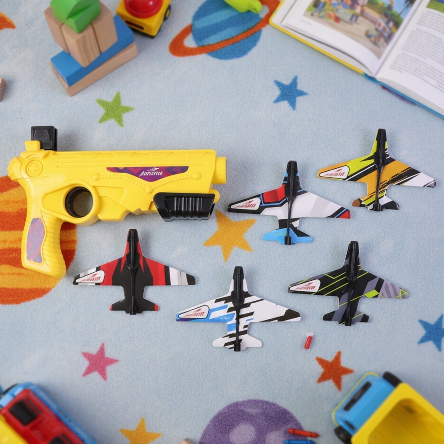 Air Battle Plane Launcher Gun Toy for Kids â€“ Foam Glider Set (1 Set)