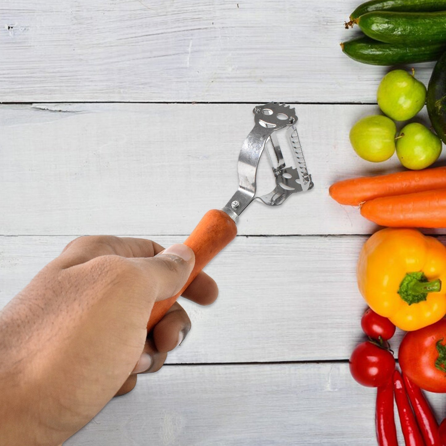 Vegetable and Fruit Peeler with Wooden Handle (1 Pc)
