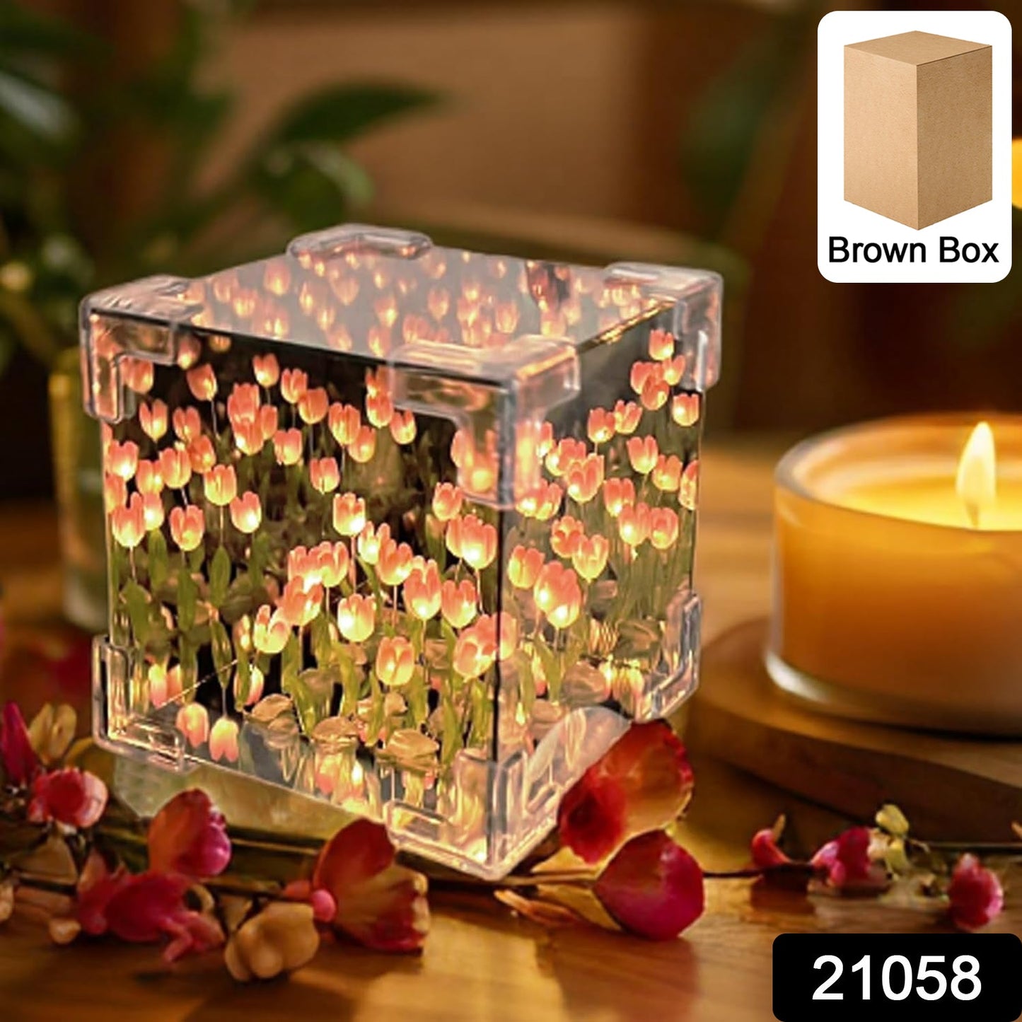 Decorative Tulip Flower LED Cube Night Lamp Set (1 Set / Mix Color)