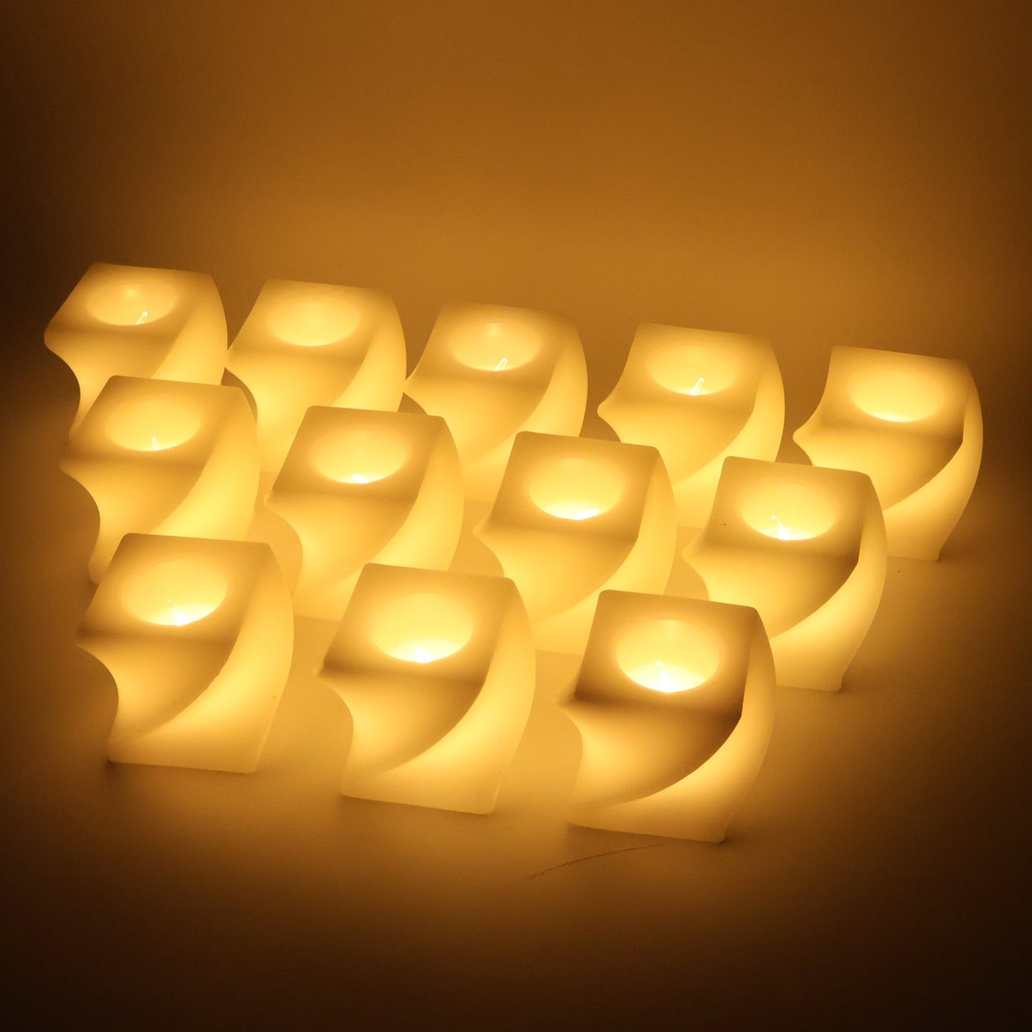 Set of 12 LED Flameless Decorative Candles â€“ Square Shape Tealight Lamps