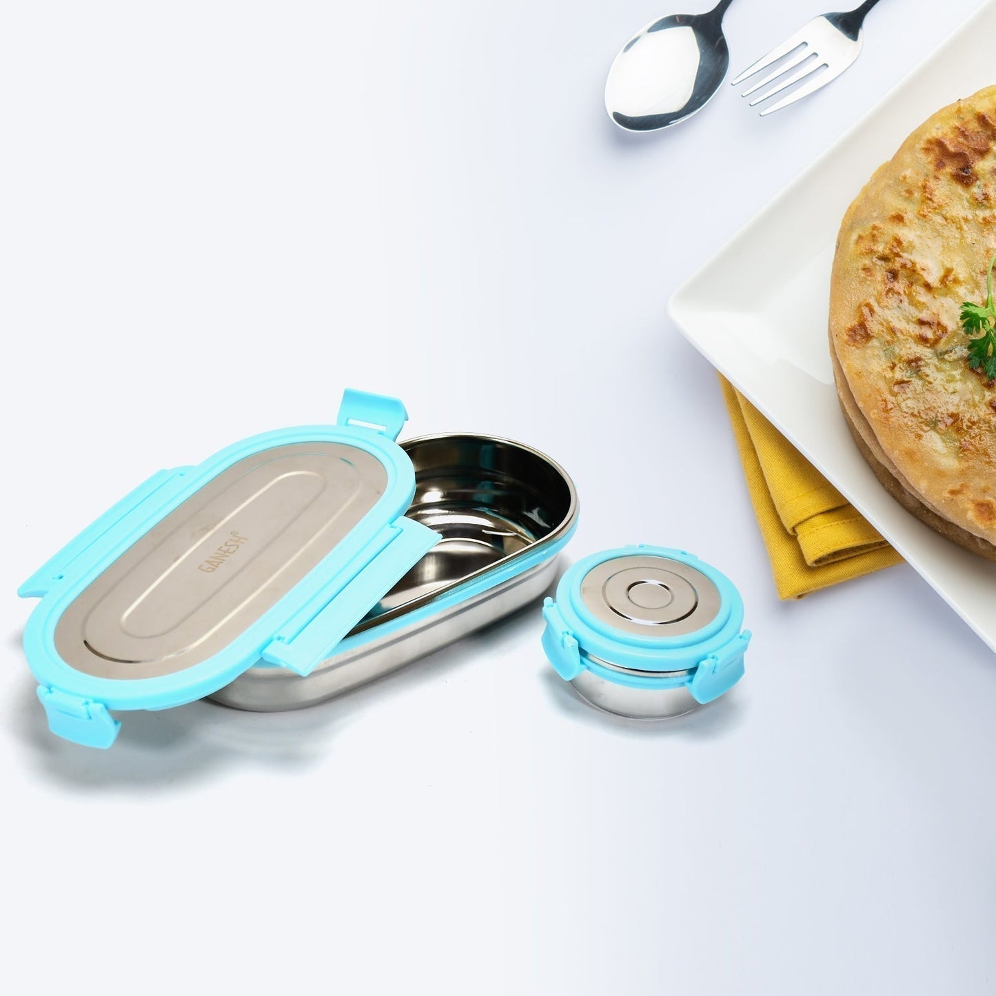 Ganesh Stainless Steel Lunch Box & Container Set of 2