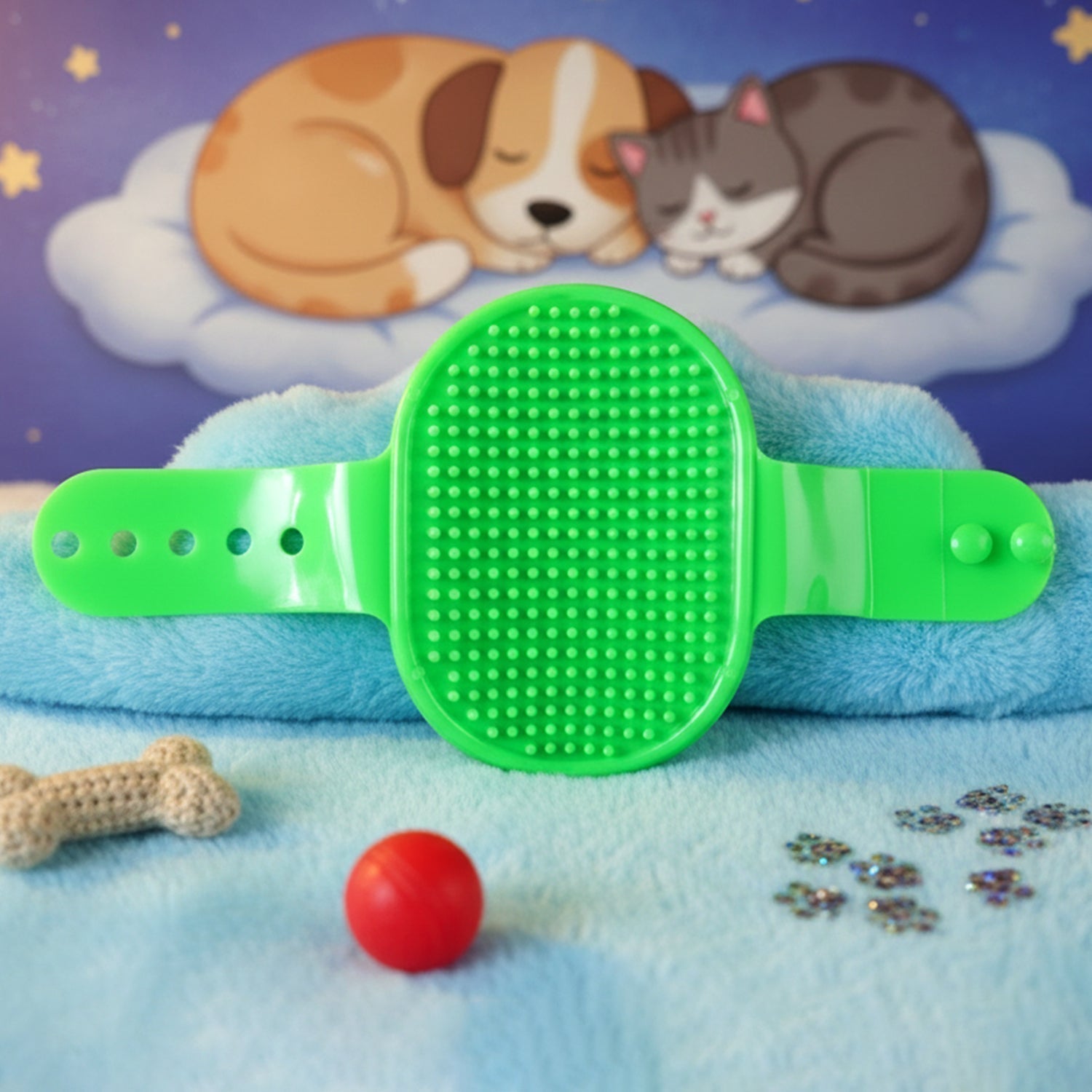 Pet Grooming Bath Brush with Adjustable Hand Strap for Dogs & Cats (1 Pc)