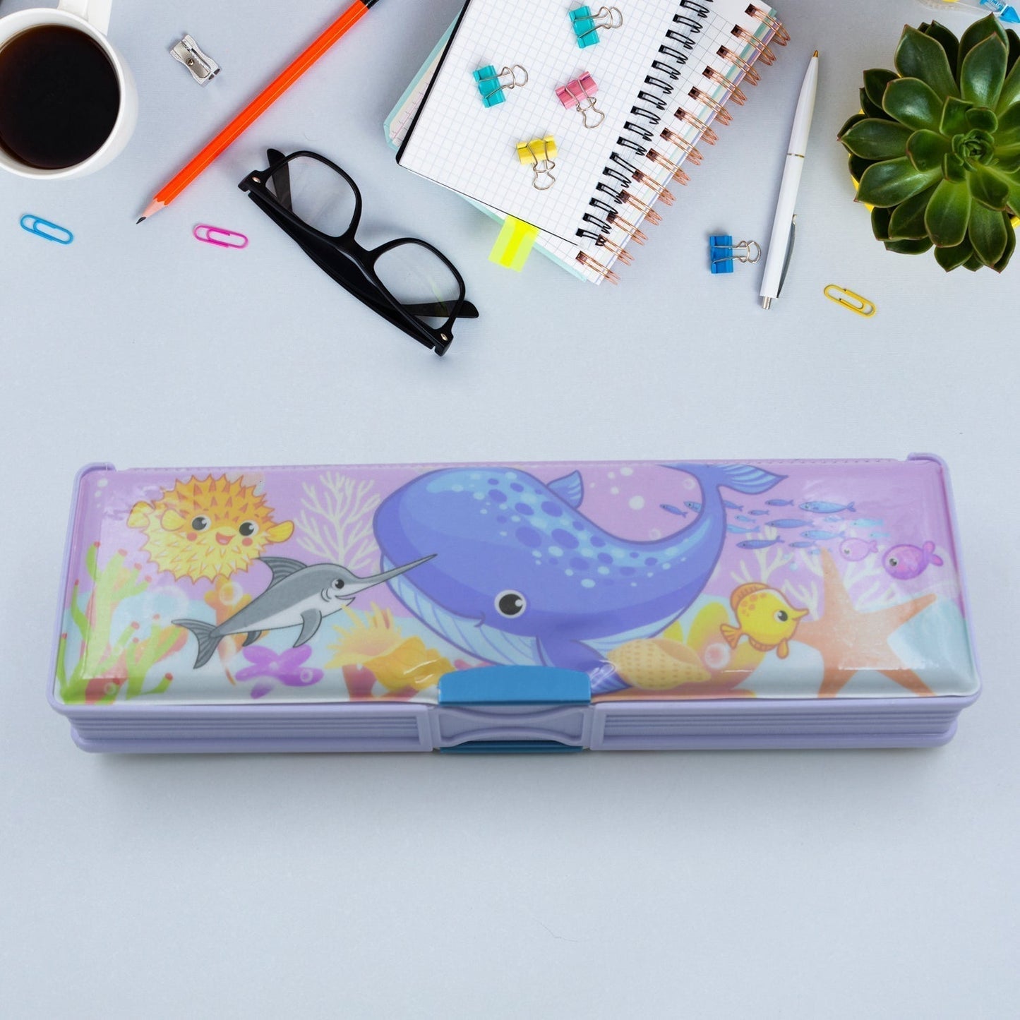 Multipurpose Cartoon Pencil Case – Double Deck Compass Box with 2 Compartments
