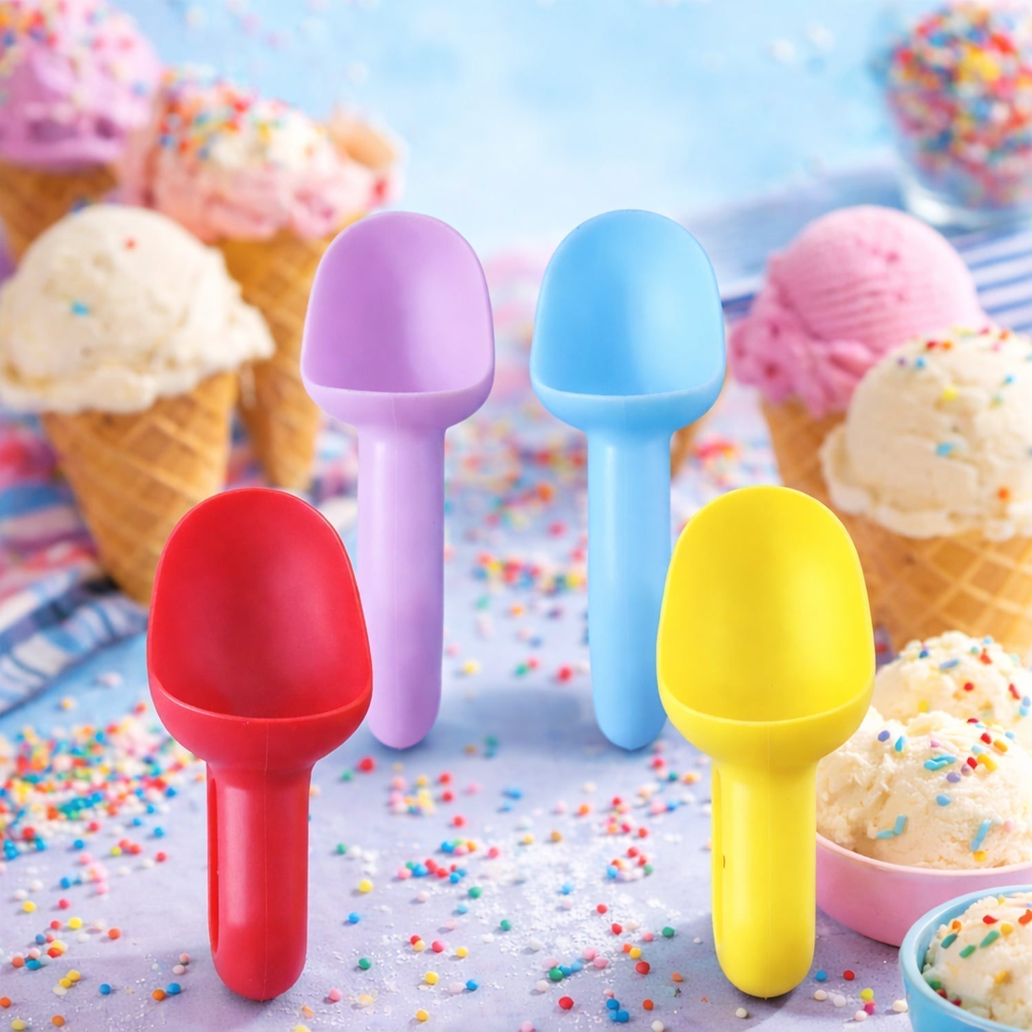 Plastic Ice Cream Scoop Set (4 Pc)