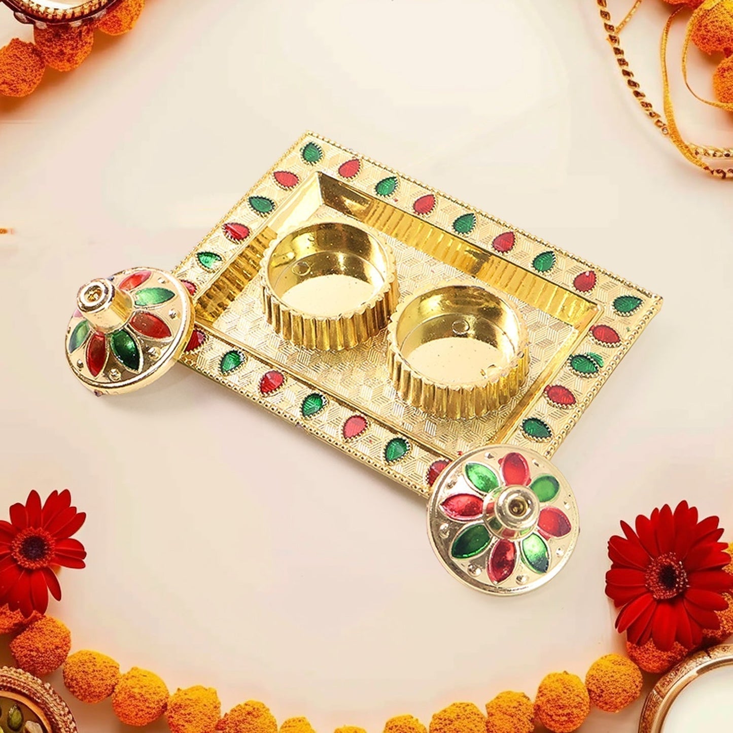 Rakasha Bandhan Special Puja Thali, Kumkum Thali Holder, Pooja Return Gift, Indian Housewarming Gifts, Brother / Bhai / Bhabhi / Sister / Family  Rakhi for Rakshabandhan, Diwali
