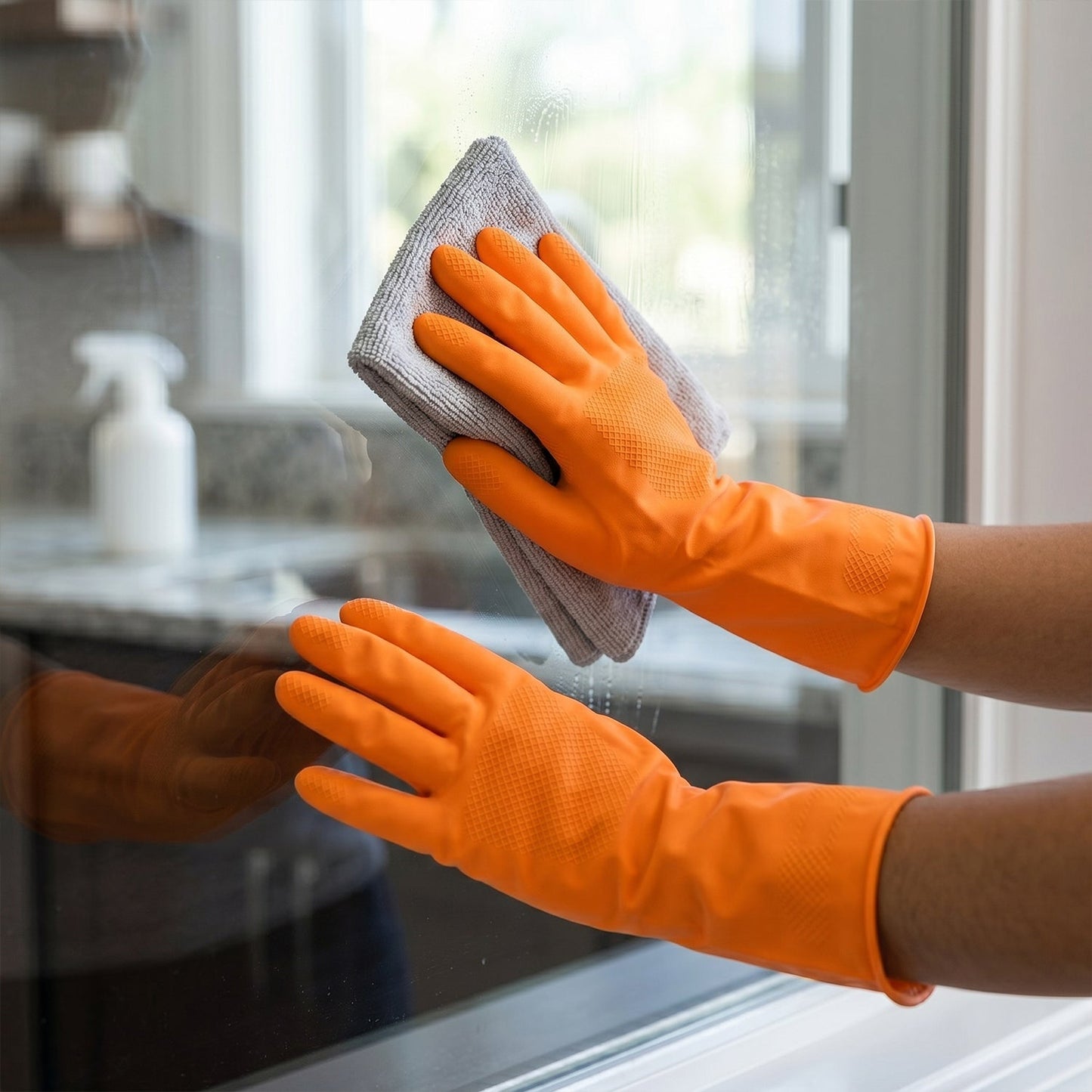 Medium Victor Orange Cleaning Rubber Gloves (1 Pair)