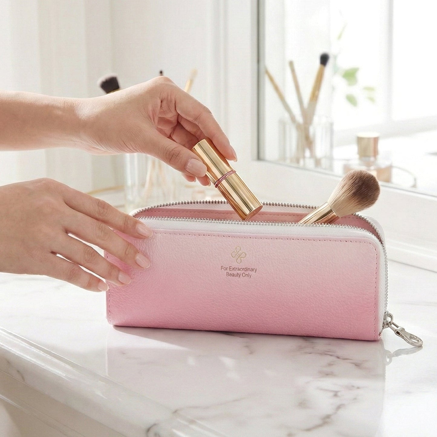 Premium Makeup Brush Storage Pouch with Zip Closure (1 Pc)
