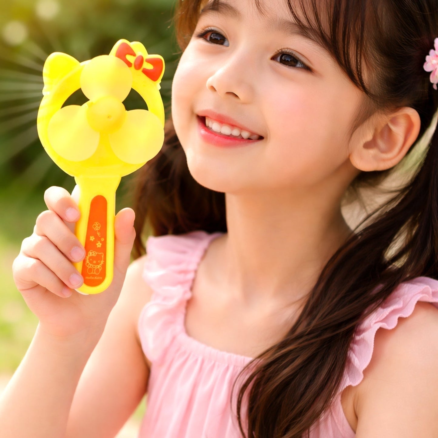 Hand Press Mini Portable Cartoon Fan Toy (1 PC, Mix Color & Design)