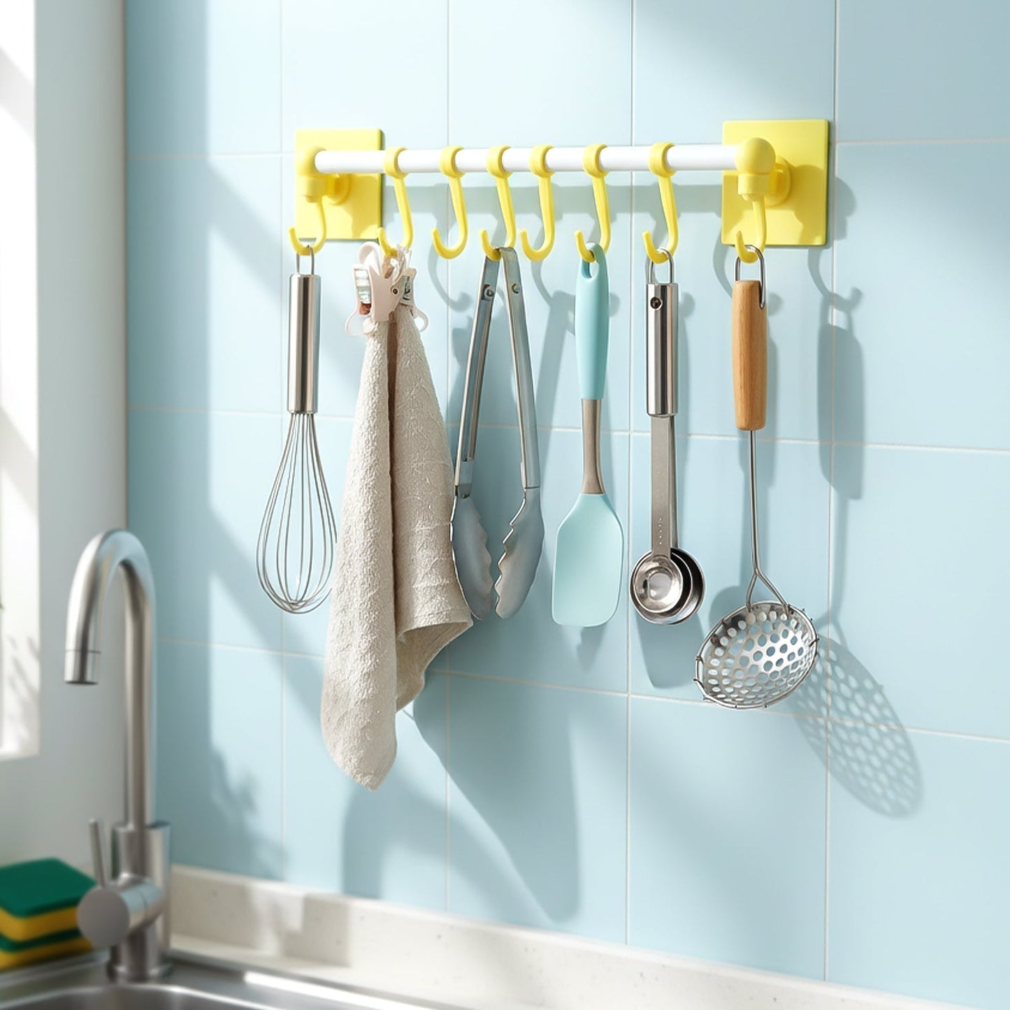 Wall-Mounted Multipurpose Kitchen & Utility Hanging Rack (2 Pc Set)