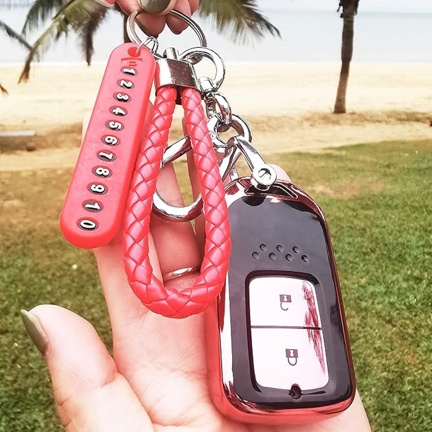 Anti-Lost Keychain with Number Plate â€“ 1 Pc
