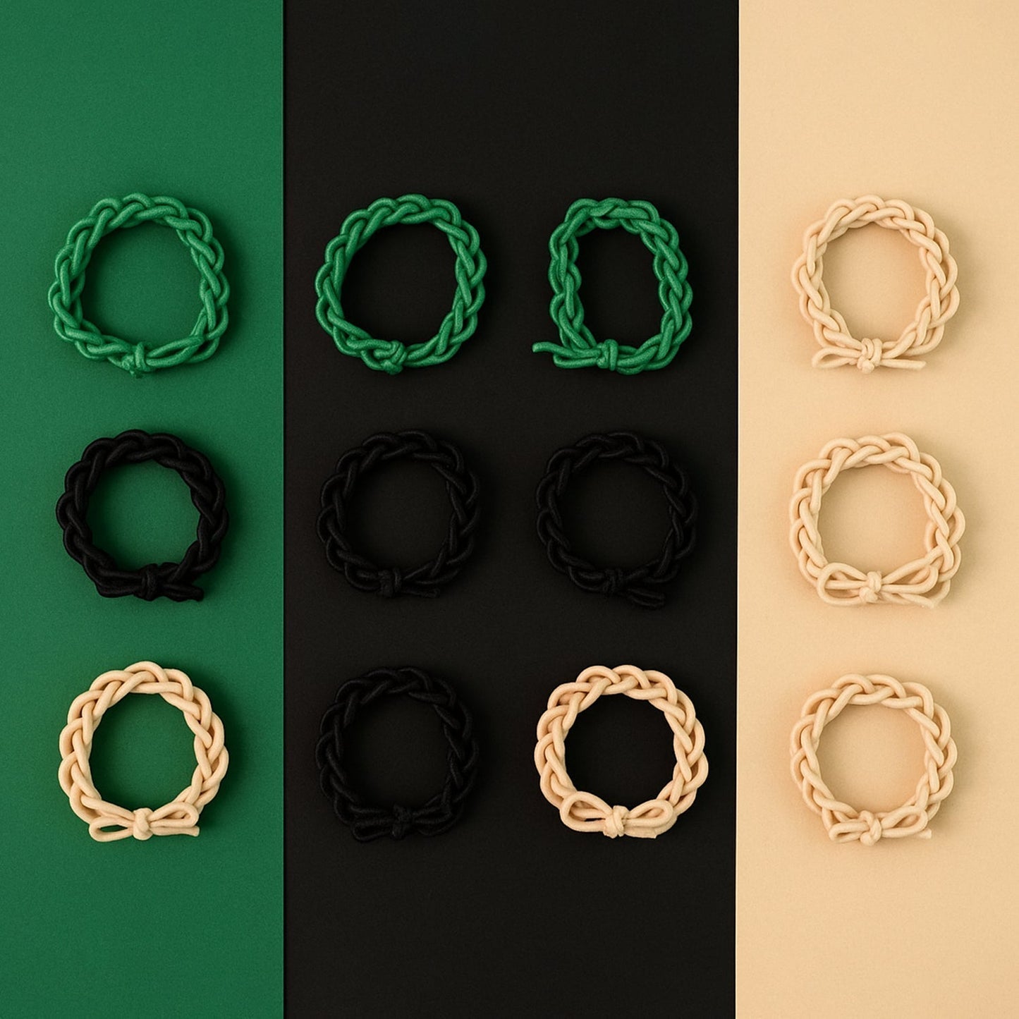 Braided Elastic Hair Bands Set (12 Pc)