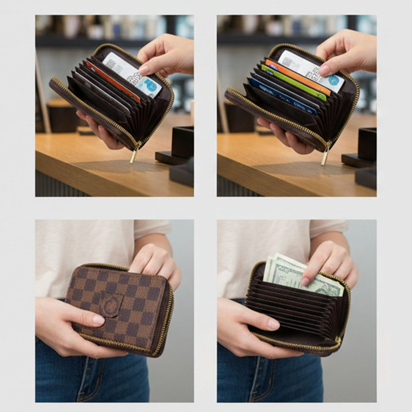 Zip Card Holder Wallet â€“ Multi Card Organizer Case (1 Pc)